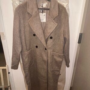 ASOS cream double-breasted peacoat.